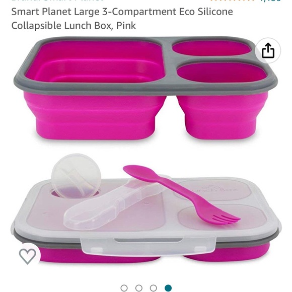 Eco collapsible meal kit, lunch box by Brand Planet. Pink. - Picture 2 of 4